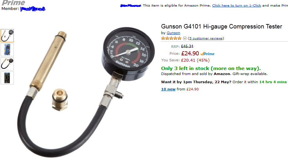 Gunson Hi-Gauge Compression Tester